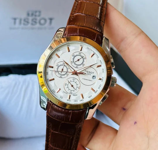 Tissot 1853 PRC All Chronograph Working Watch With Leather Strap