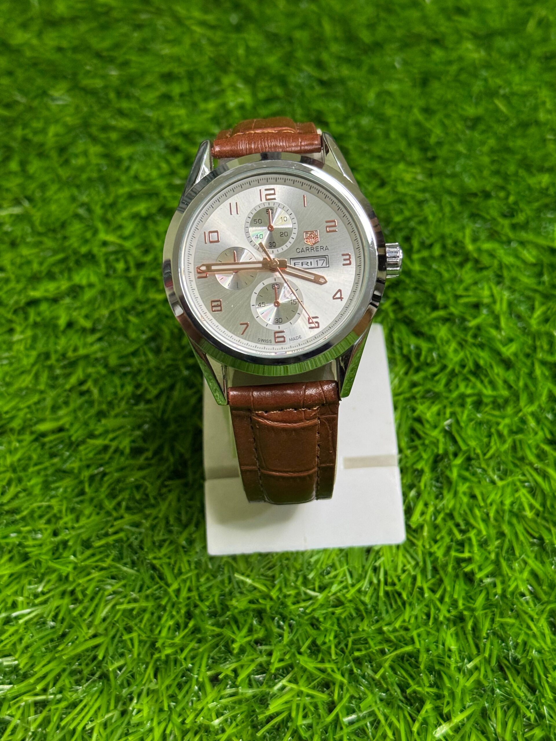 TAG Heuer Carrera Day-Date Watch – Leather Strap Edition