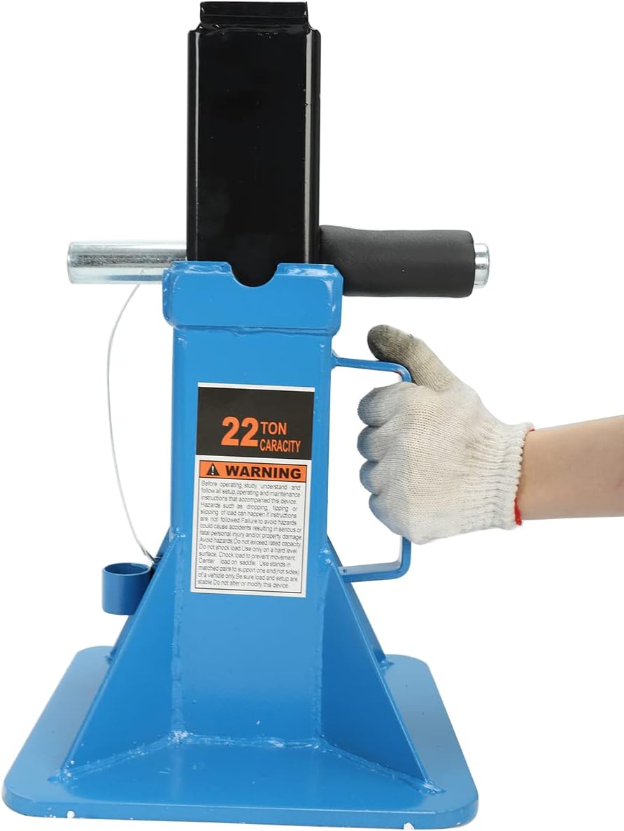 22 Ton (44,000 lbs) Jack Stands (1 Pair), Heavy Duty Pin Type Professional Car Jack Stand with Lock,Wide Base Safety Design for Supporting Trucks, Trailers and Equipment,Blue - Image 8