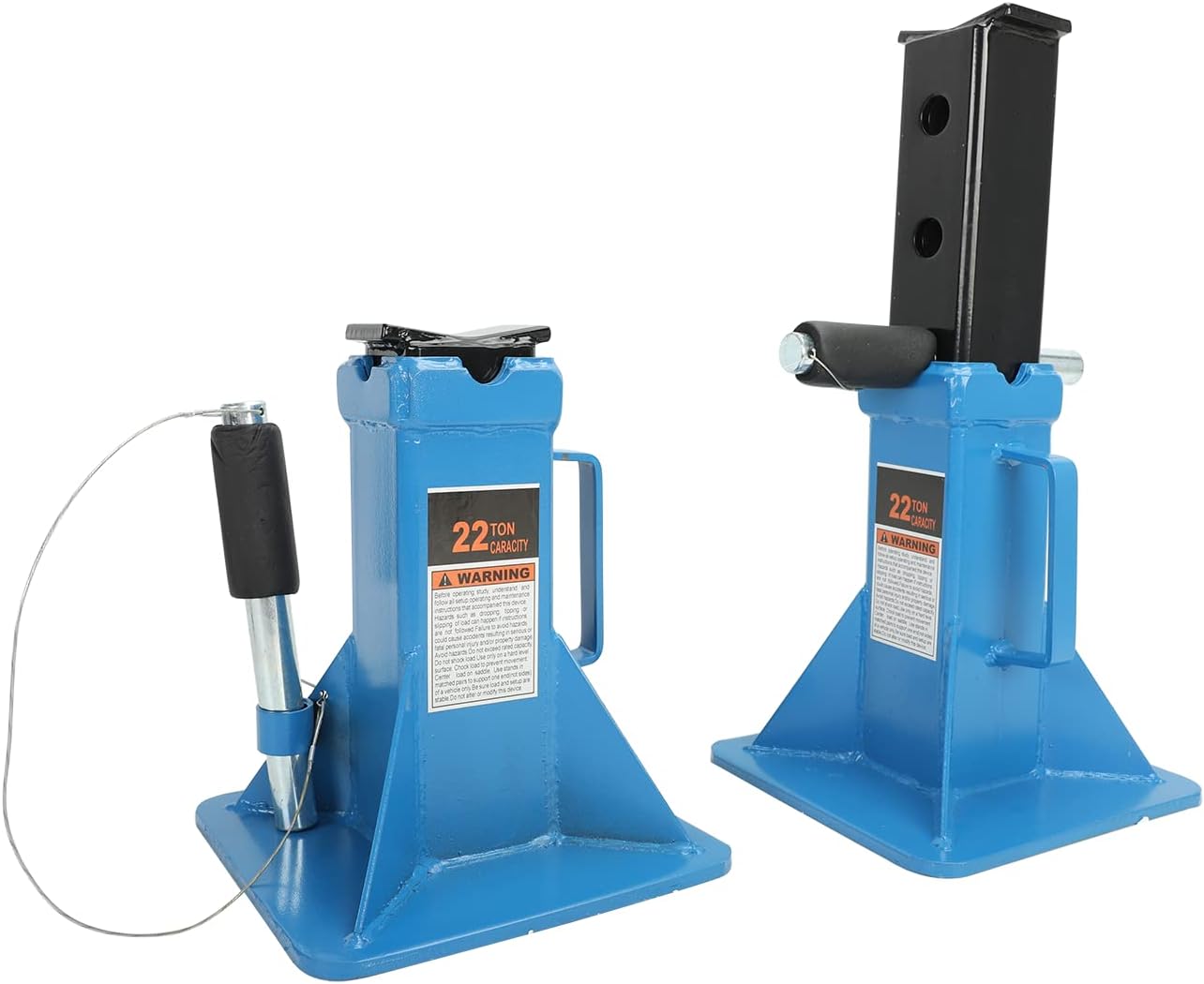 22 Ton (44,000 lbs) Jack Stands (1 Pair), Heavy Duty Pin Type Professional Car Jack Stand with Lock,Wide Base Safety Design for Supporting Trucks, Trailers and Equipment,Blue - Image 9