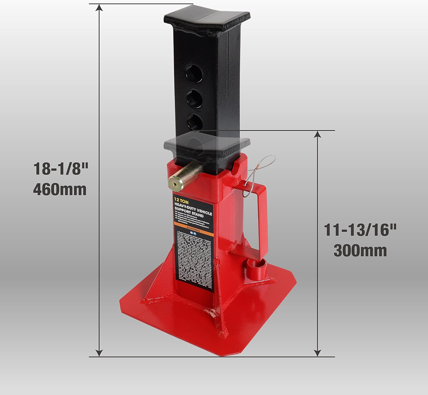 BIG RED ATZ120005R Torin Heavy Duty Pin Type Professional Car Jack Stand with Lock, 12 Ton (26,400 lb) Capacity, Red, 1 Pair - Image 2