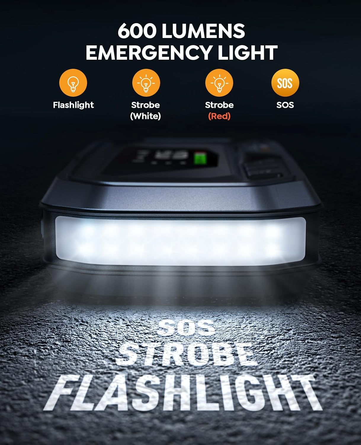 YaberAuto 12-in-1 Jump Starter with Air Compressor 8000A 160PSI 65W Charging, Portable Car Battery Jump Starter (All Gas/12L Diesel) Jump Box Car Battery Jumper Starter Portable Jumper Cables, 160W DC - Image 5