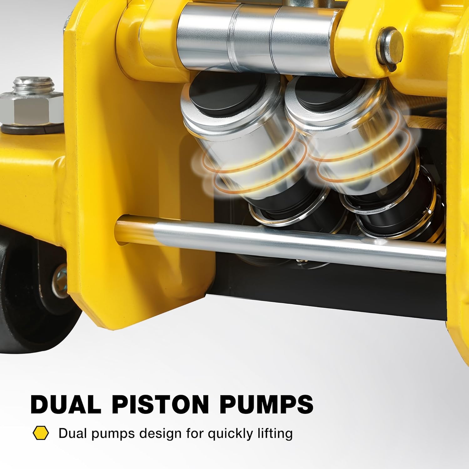 YELLOW JACKET Low Profile Floor Jack with Dual Pumps Quickly Lift Hydraulic Car Jack with Pad, 4 Ton (8,800 lb) Capacity - Image 2