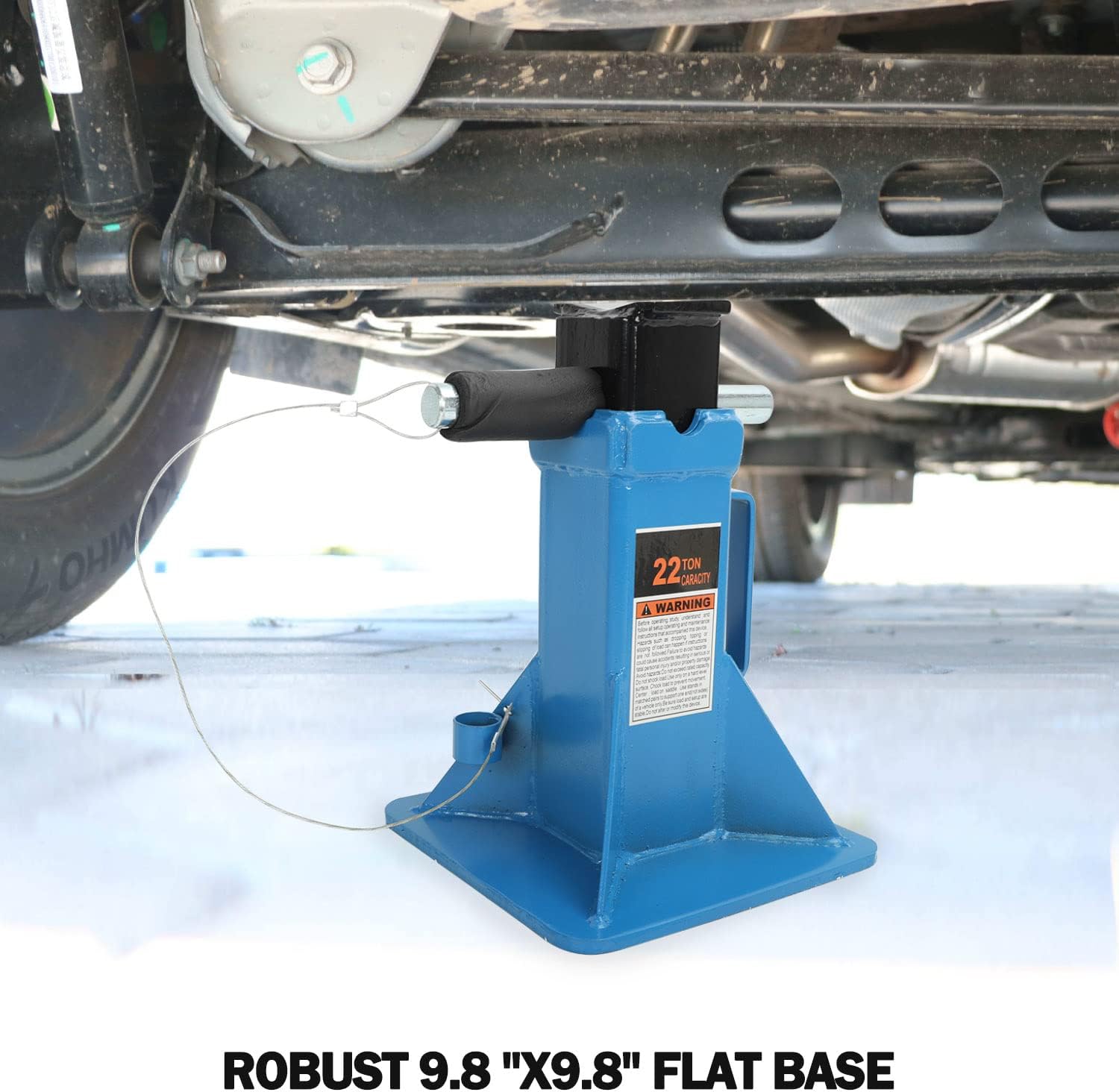 22 Ton (44,000 lbs) Jack Stands (1 Pair), Heavy Duty Pin Type Professional Car Jack Stand with Lock,Wide Base Safety Design for Supporting Trucks, Trailers and Equipment,Blue - Image 2