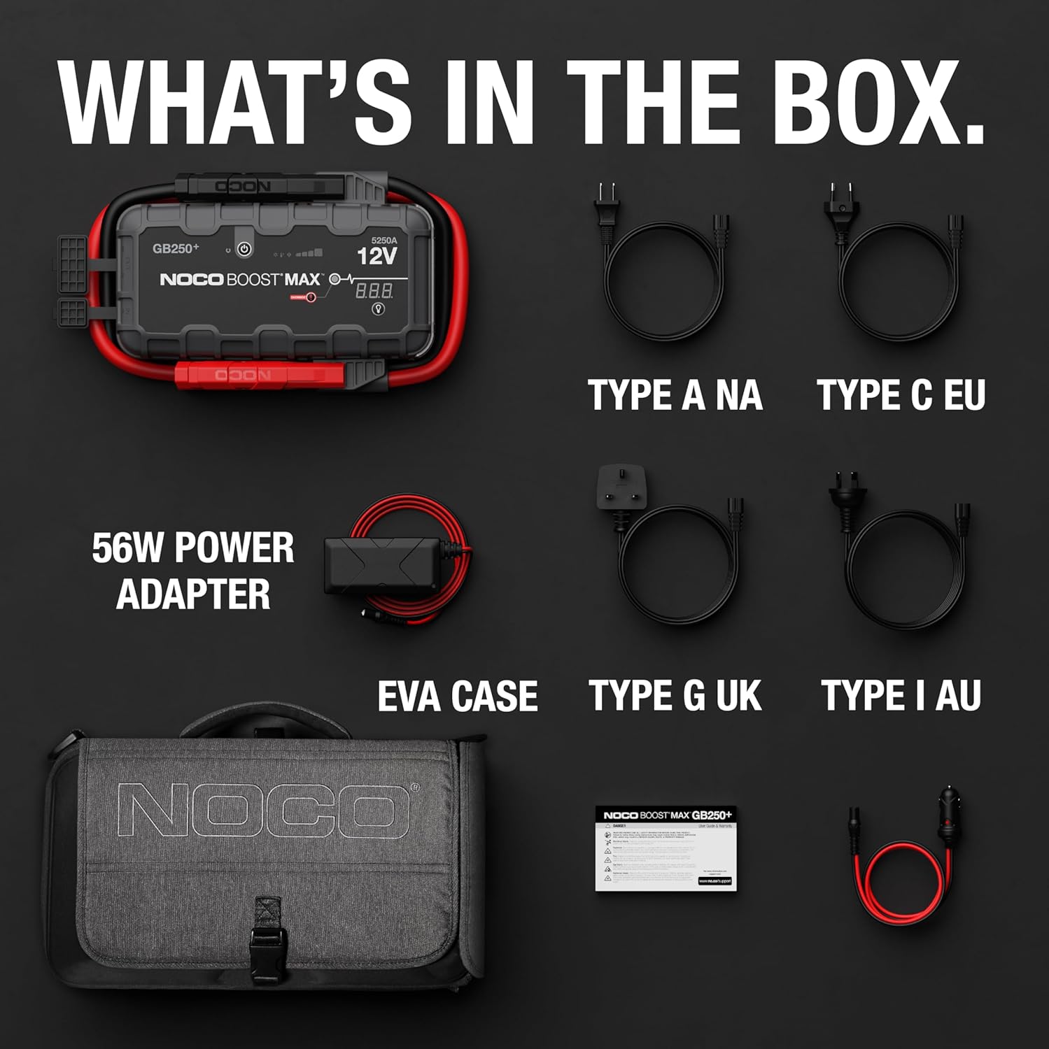 NOCO Boost Max GB250: 5250A UltraSafe Jump Starter – 12V Lithium Battery Booster Pack, Portable Jump Box, Power Bank & Jumper Cables - for 16L Gas and Diesel Engines - Image 8