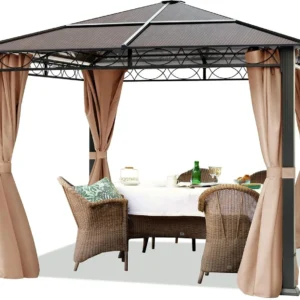 3×3,65m Tuinpaviljoen grey Polycarbonaat platen Gazebo Tuin, Patio Tenten, Paviljoententen, Trouwpaviljoen
