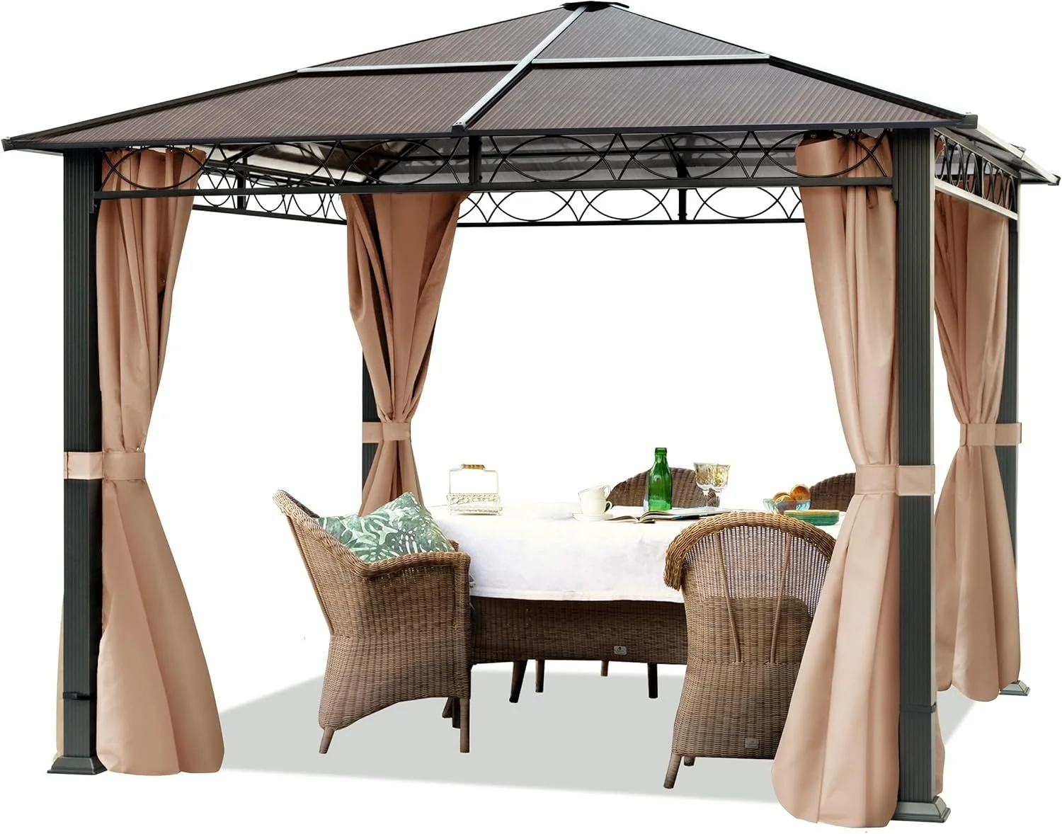 3×3,65m Tuinpaviljoen grey Polycarbonaat platen Gazebo Tuin, Patio Tenten, Paviljoententen, Trouwpaviljoen