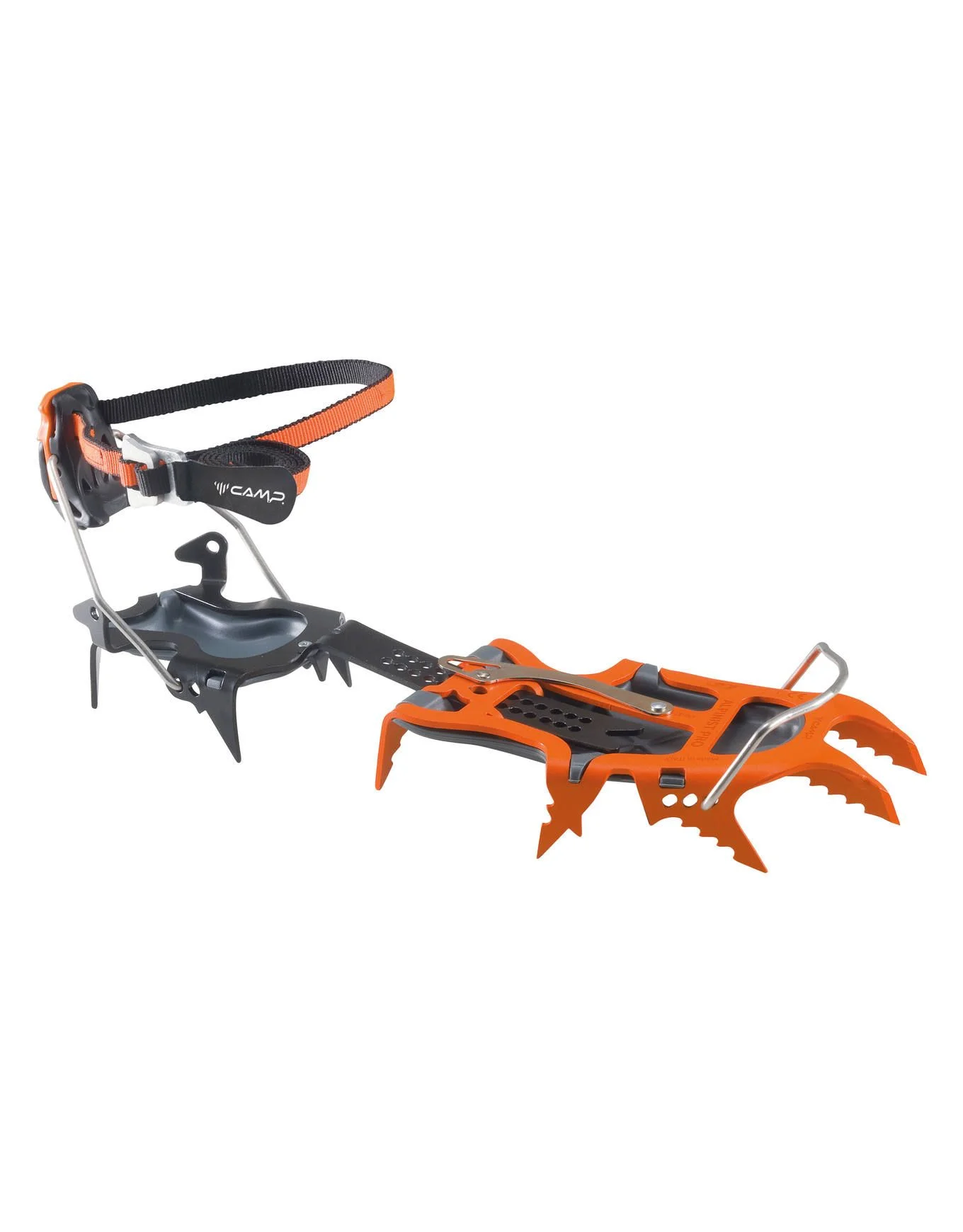 Crampons alpins (12 pointes, auto/semi‑auto, plaques antibottage)