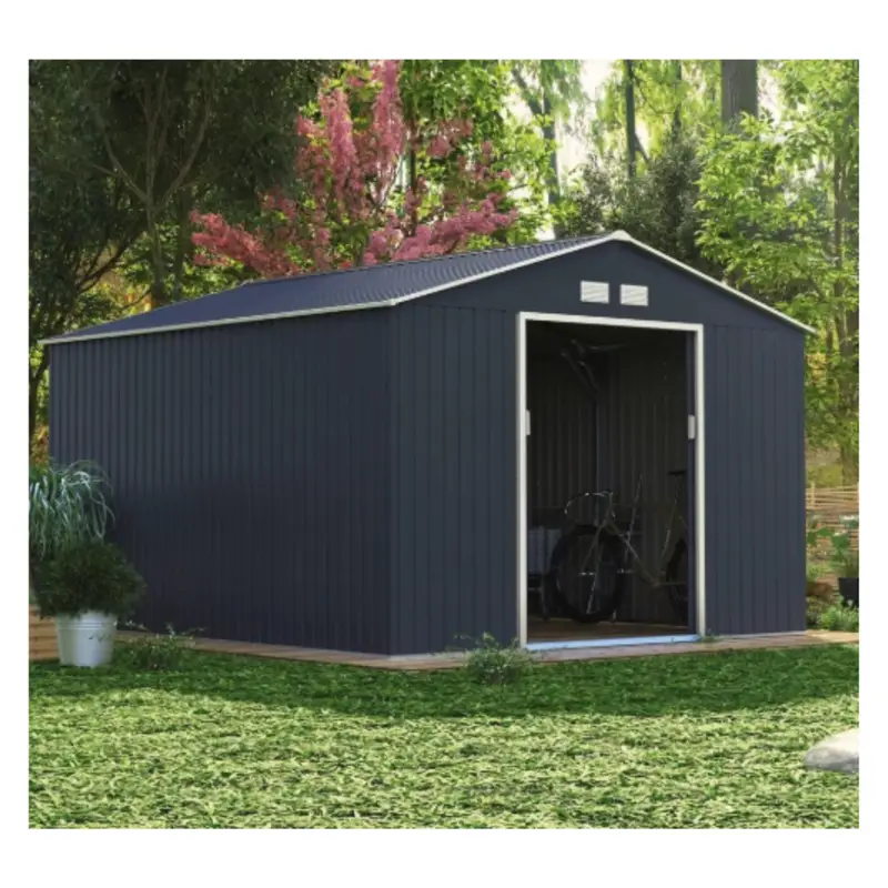 Abri de jardin en acier galvanisé gris 12,5 m² – Résistance longue durée - Image 4